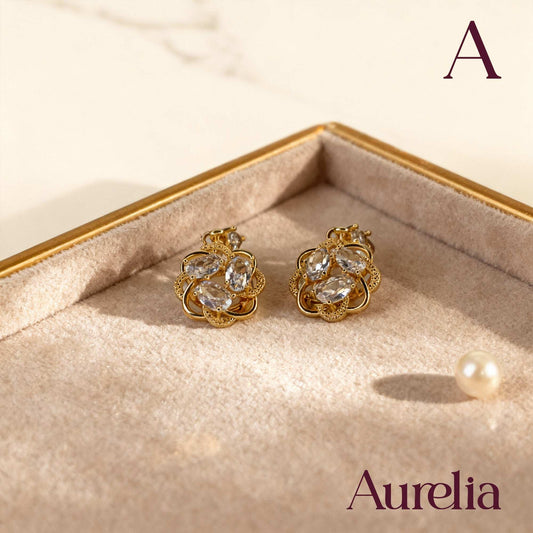 ARETES LARGOS FLOR BRILLANTE BLANCO