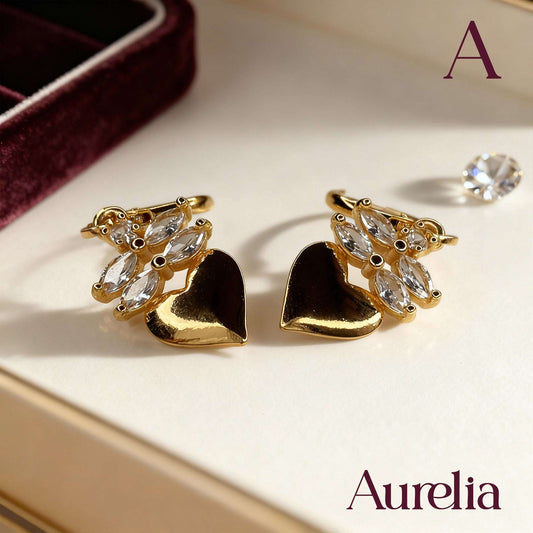 ARETES LARGOS CORAZON DETALLE BRILLANTE BLANCO