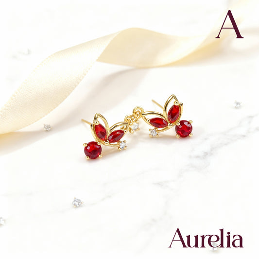 ARETES LARGOS MEDIA FLOR ROJO