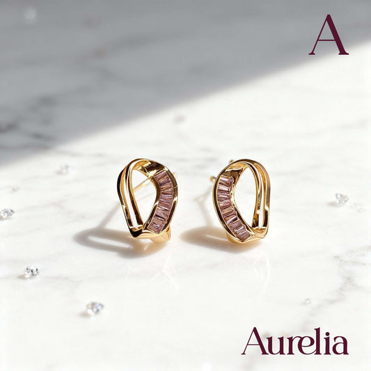 ARETES CANDONGA FORMA BRILLANTE ROSADO