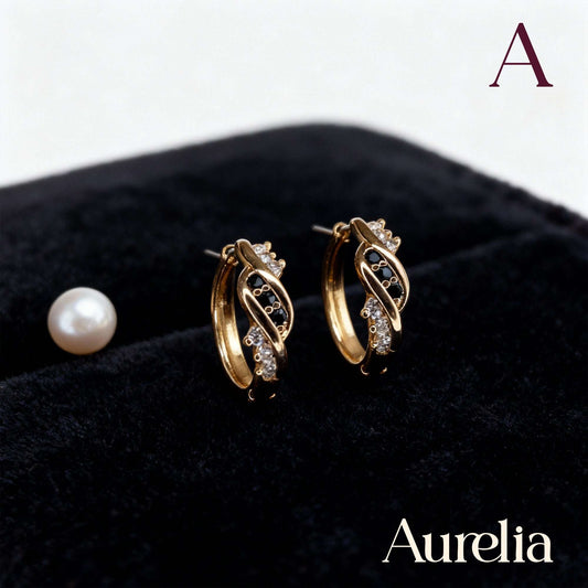 ARETES CANDONGA ENTRELAZOS BRILLANTE NEGRO Y PLATEADO