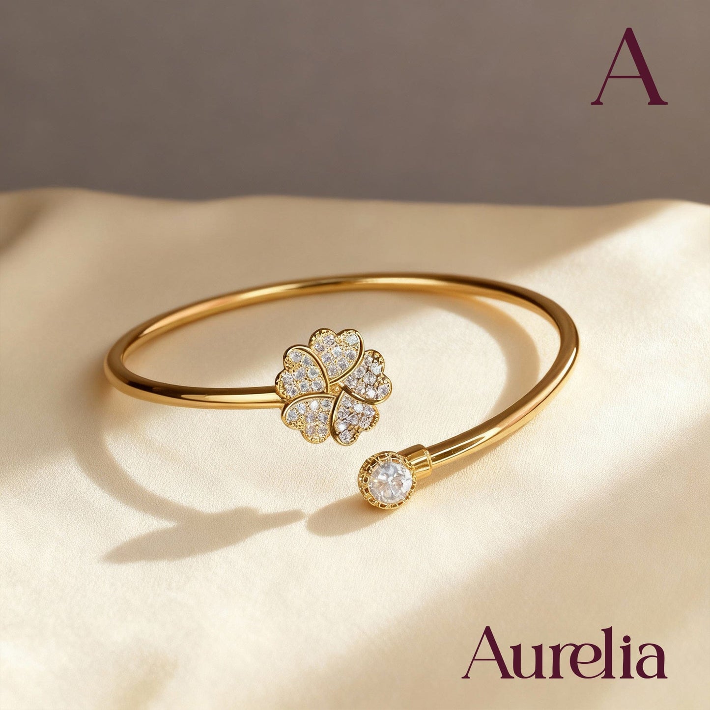PULSERA BRAZALETE TREBOL BRILLANTE BLANCO