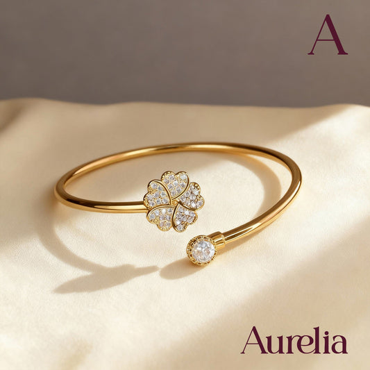 PULSERA BRAZALETE TREBOL BRILLANTE BLANCO