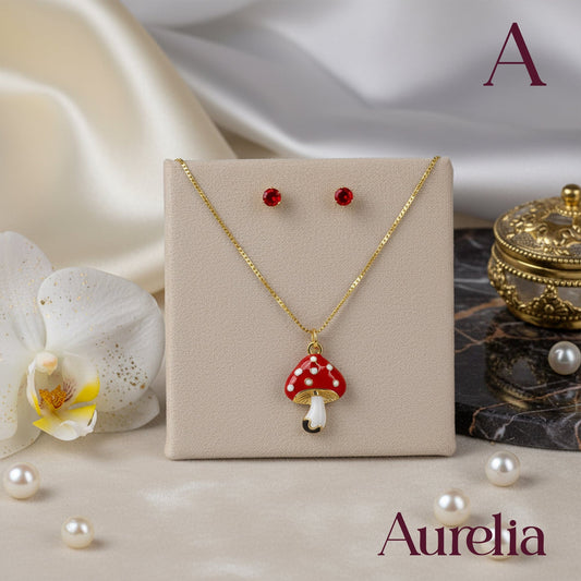 COLLAR SET TOPOS BRILLANTE ROJO