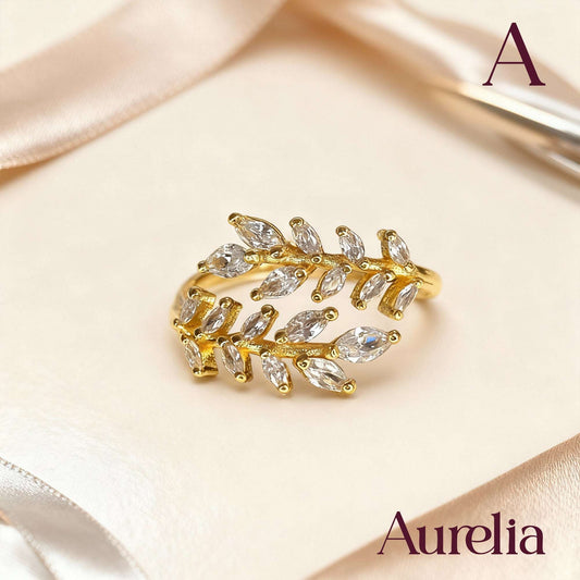 ANILLO GRUESO HOJAS BRILLANTE BLANCO