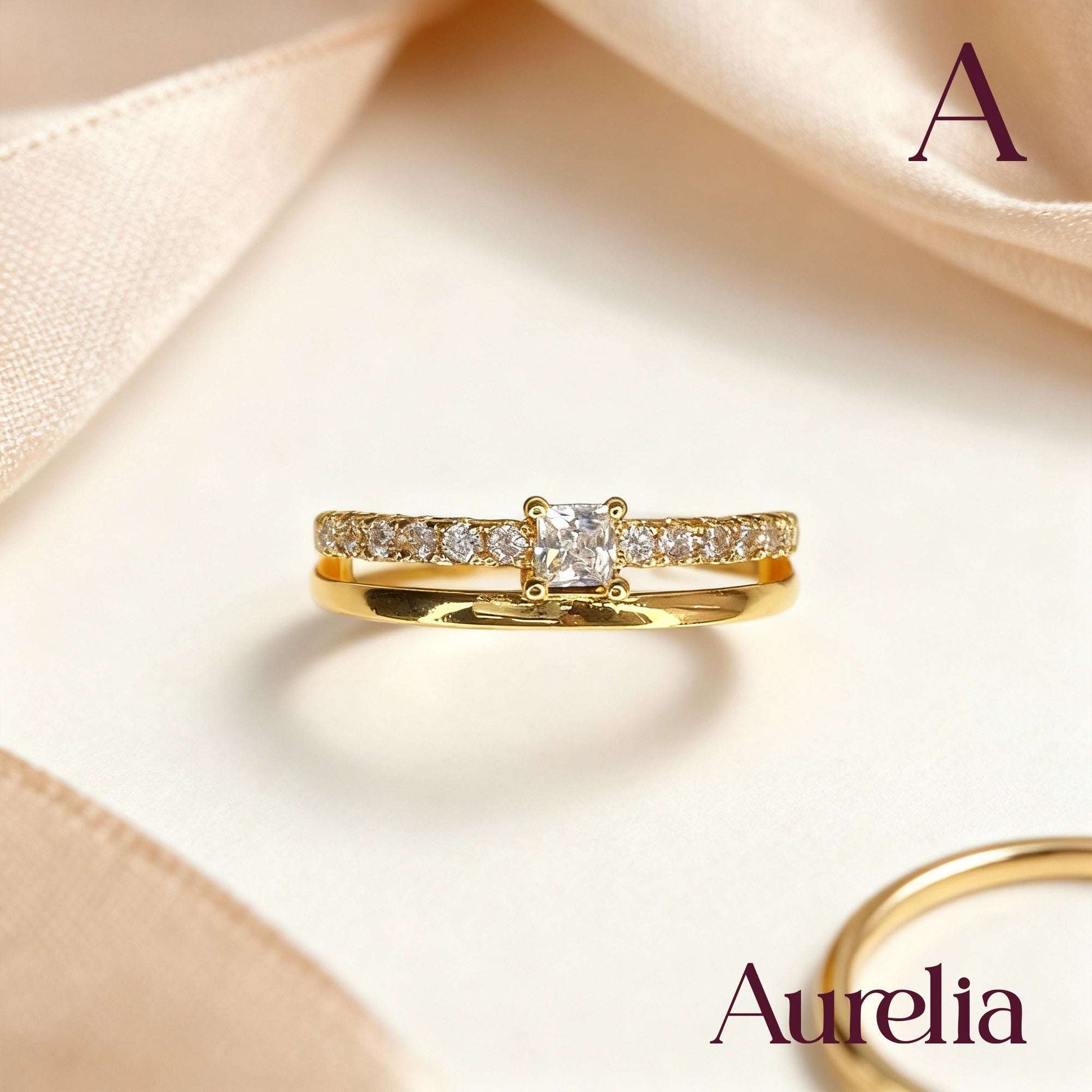 ANILLO DELGADO DOBLE DIAMENTE Y TIRA DE BRILLANTES