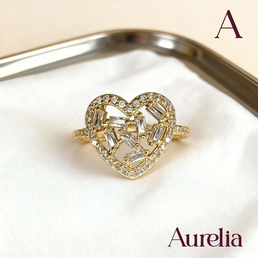 ANILLO GRUESO CORAZÓN BRILLANTE BLANCO